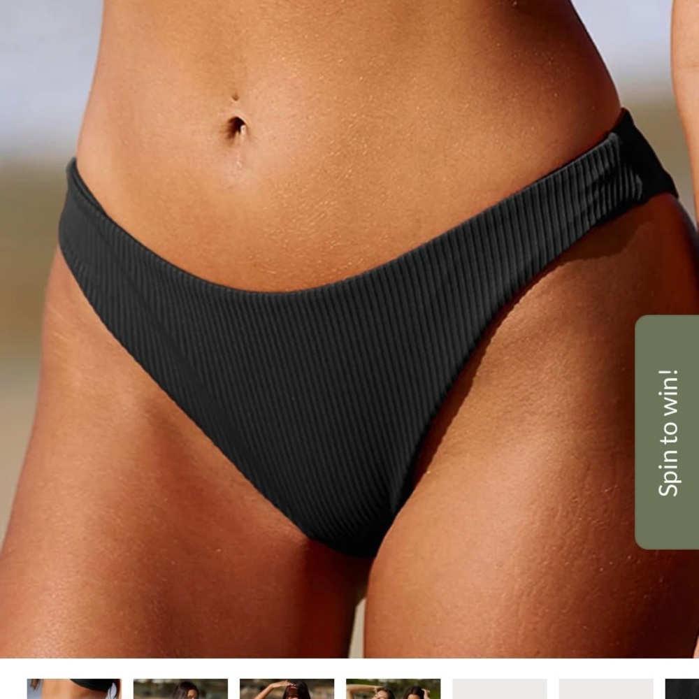 Black ribbed bikini bottom